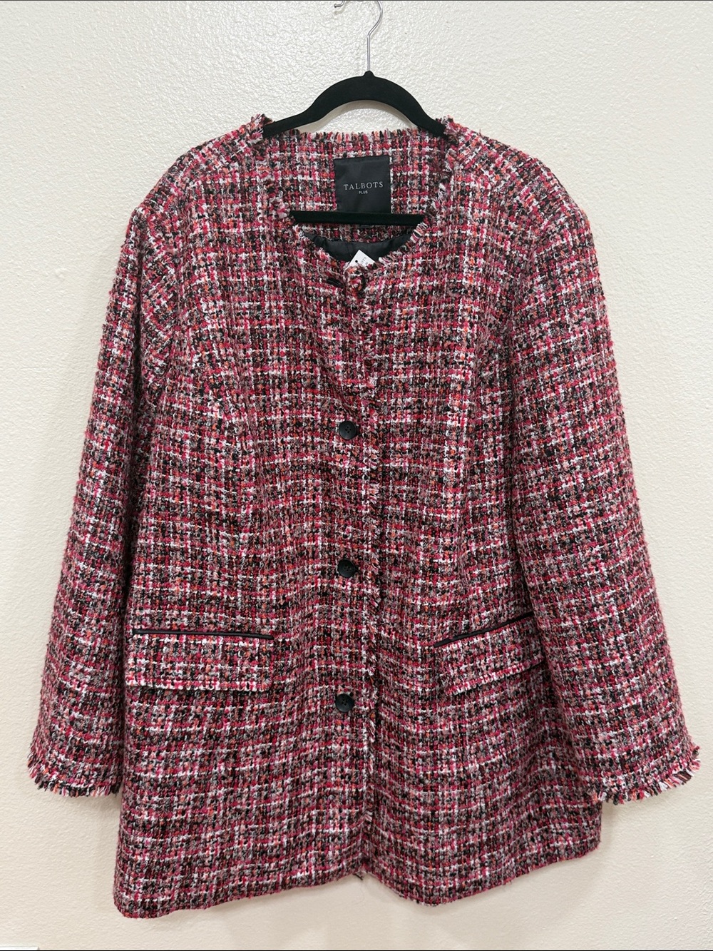 Talbots Women's Pinewood Tweed Blazer Jacket Size 24W Academia Preppy Coco Style